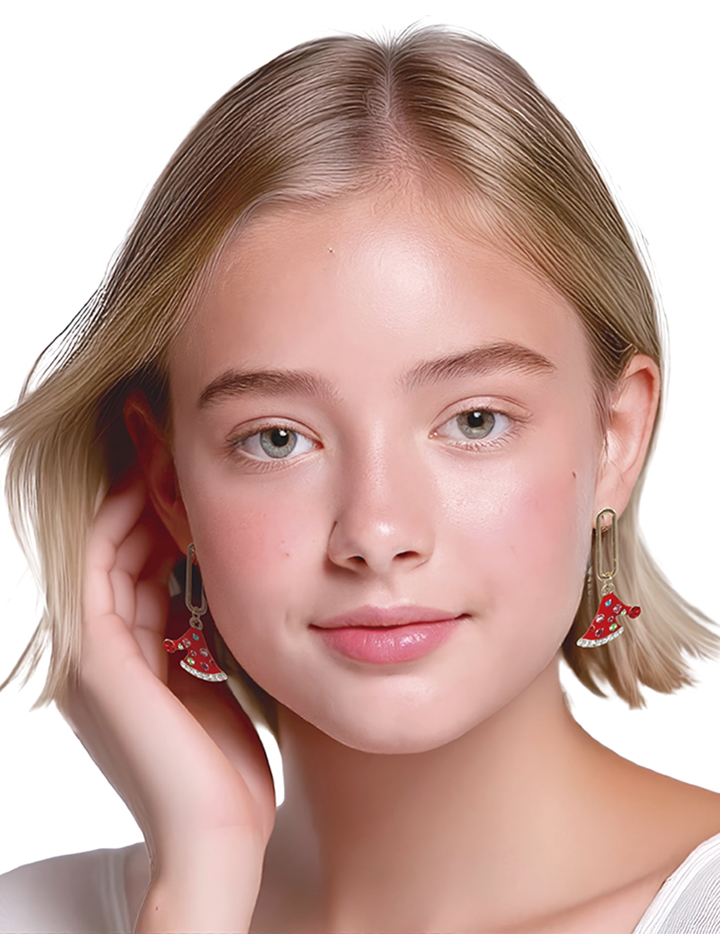 Kovové náušnice s vánoční čepicí