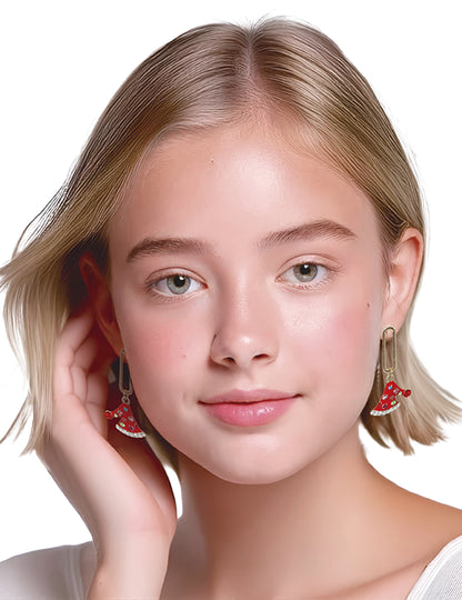 Kovové náušnice s vánoční čepicí