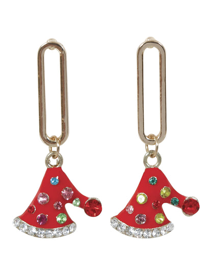 Kovové náušnice s vánoční čepicí
