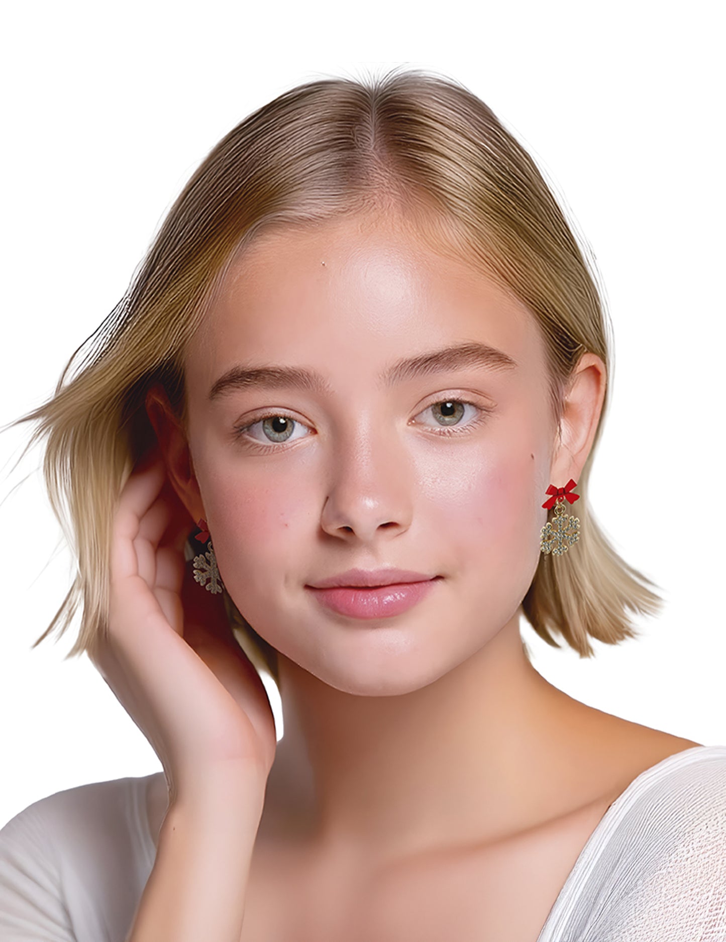 Kovové náušnice s lesklými sněhovými vločkami