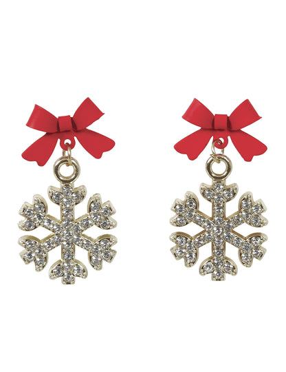 Kovové náušnice s lesklými sněhovými vločkami