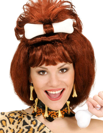 Boucles d'oreilles os pour adulte beiges de style préhistorique