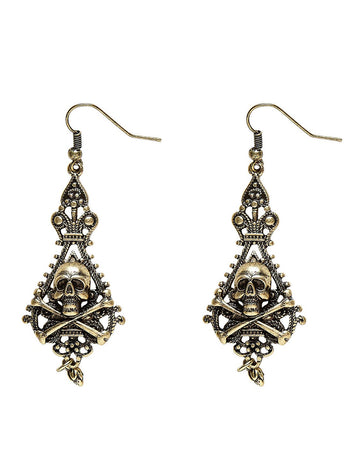 Boucles d'oreilles pirate des îles pour adulte bronze avec tête de mort et os