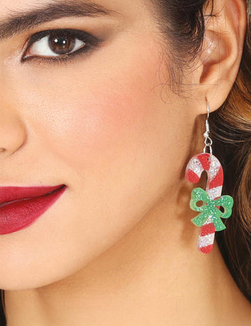 Vánoční náušnice z cukrových hůlek