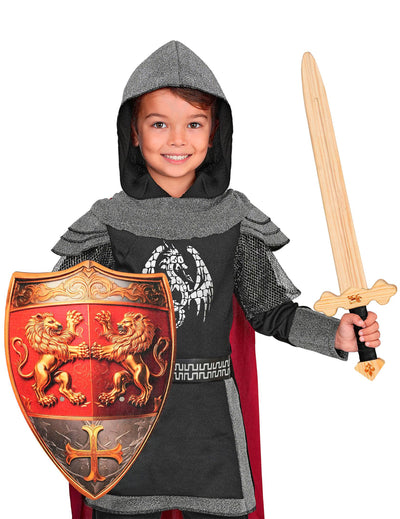Dřevěný štít lví srdce červený 45 cm