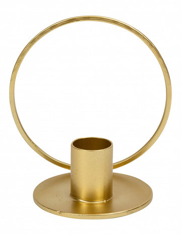 Zlatý kovový svícen kruh 10 cm 