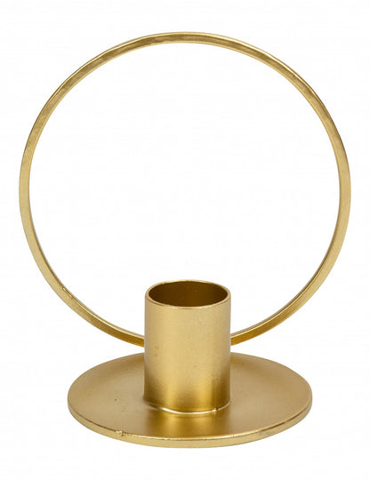 Zlatý kovový svícen kruh 10 cm 