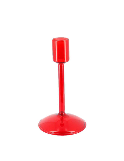 Skleněný svícen Élégance červený 15 cm