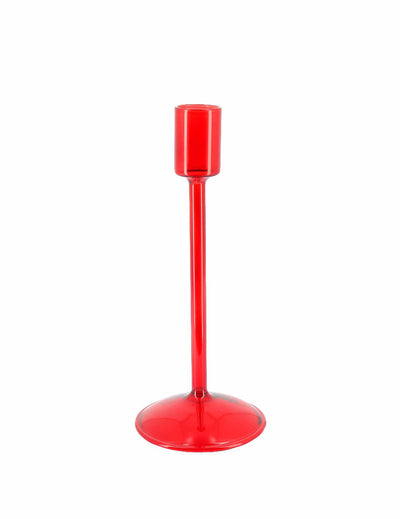 Skleněný svícen Élégance červený 20 cm
