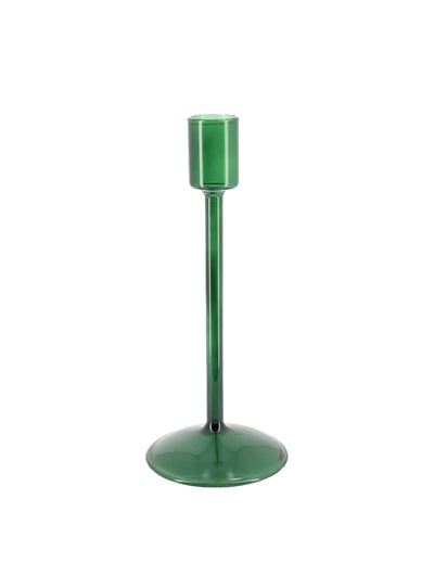 Skleněný svícen Elegance tmavě zelený 20 cm