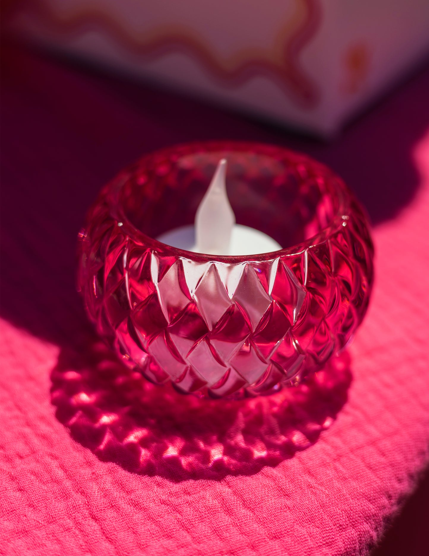 Kristallkerzenhalter rosa 7,5 x 4 cm