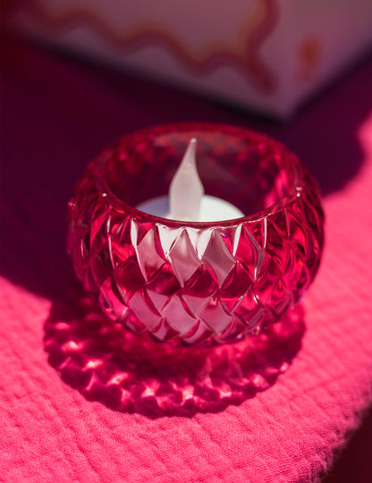 Kristallkerzenhalter rosa 7,5 x 4 cm