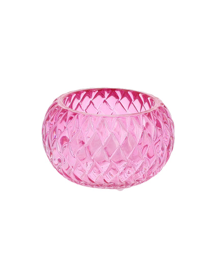 Kristallkerzenhalter rosa 7,5 x 4 cm