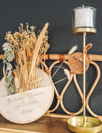 Zlatý kovový stojací svícen 32 cm svatební a vánoční výzdoba