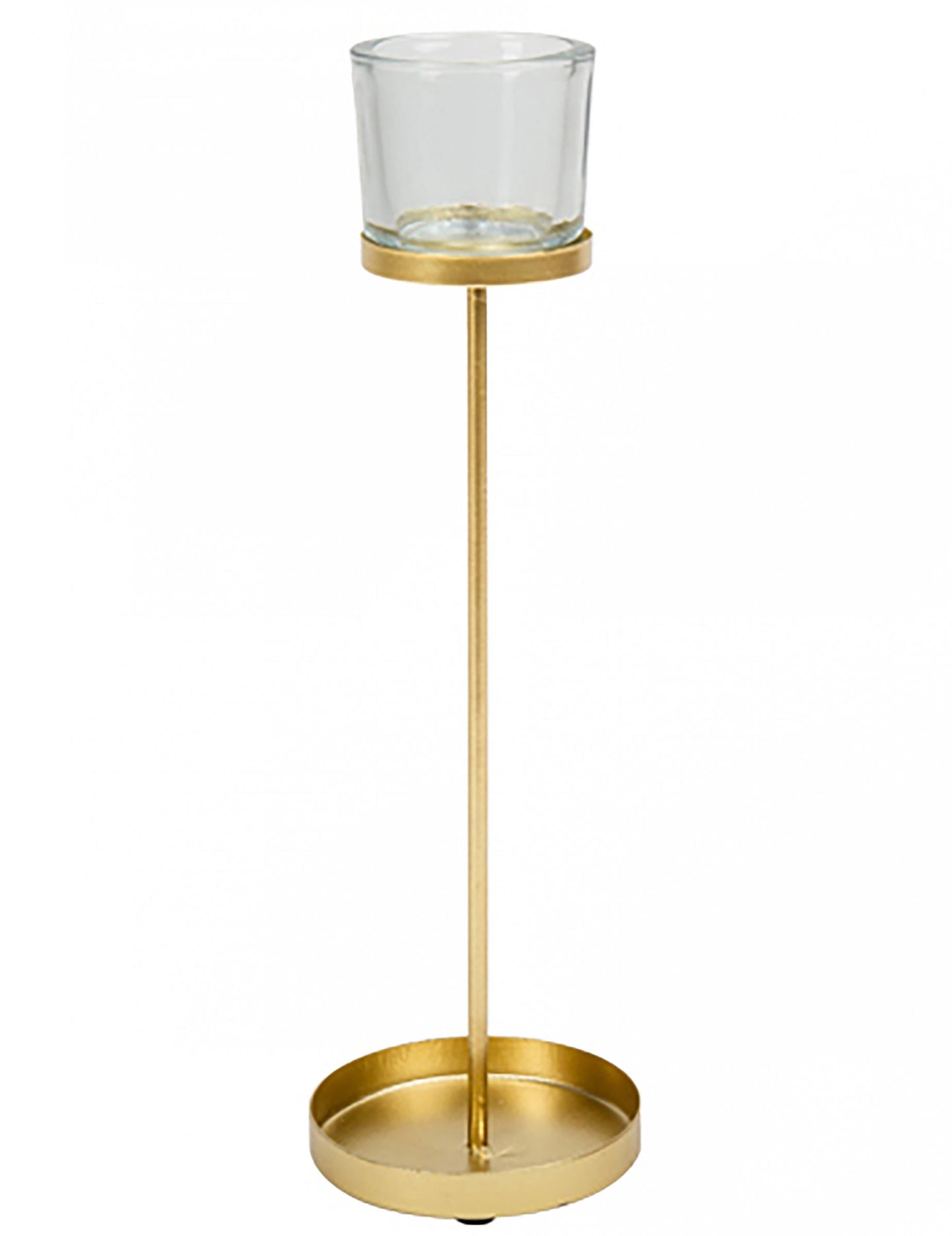 Zlatý kovový stojací svícen 32 cm svatební a vánoční výzdoba