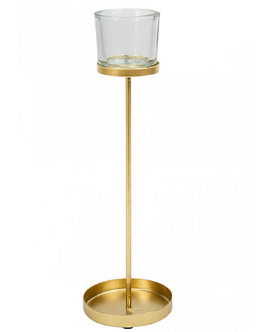 Zlatý kovový stojací svícen 32 cm svatební a vánoční výzdoba