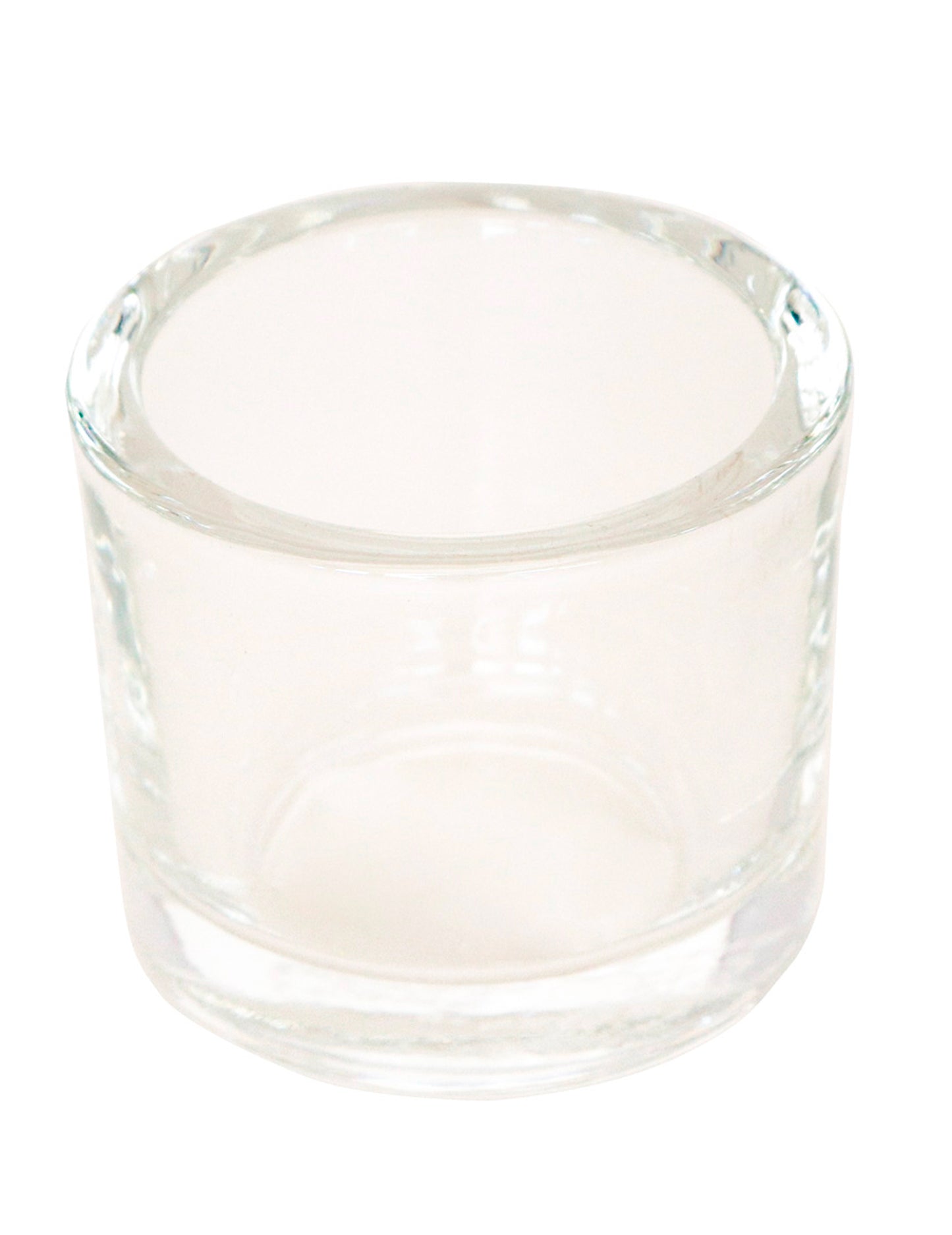Čirý kulatý skleněný svícen na čajovou svíčku