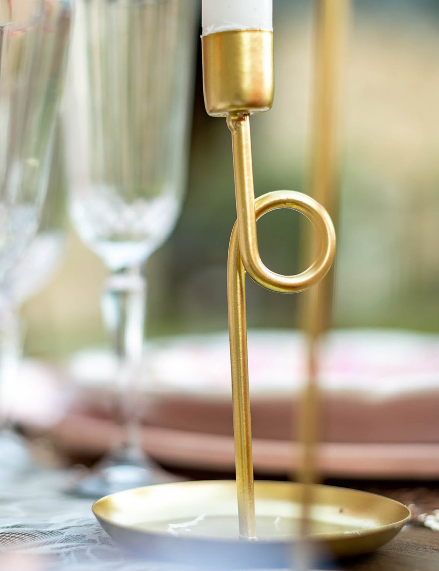 Zlatý mosazný stojací svícen 16.5 cm dekorace na stůl