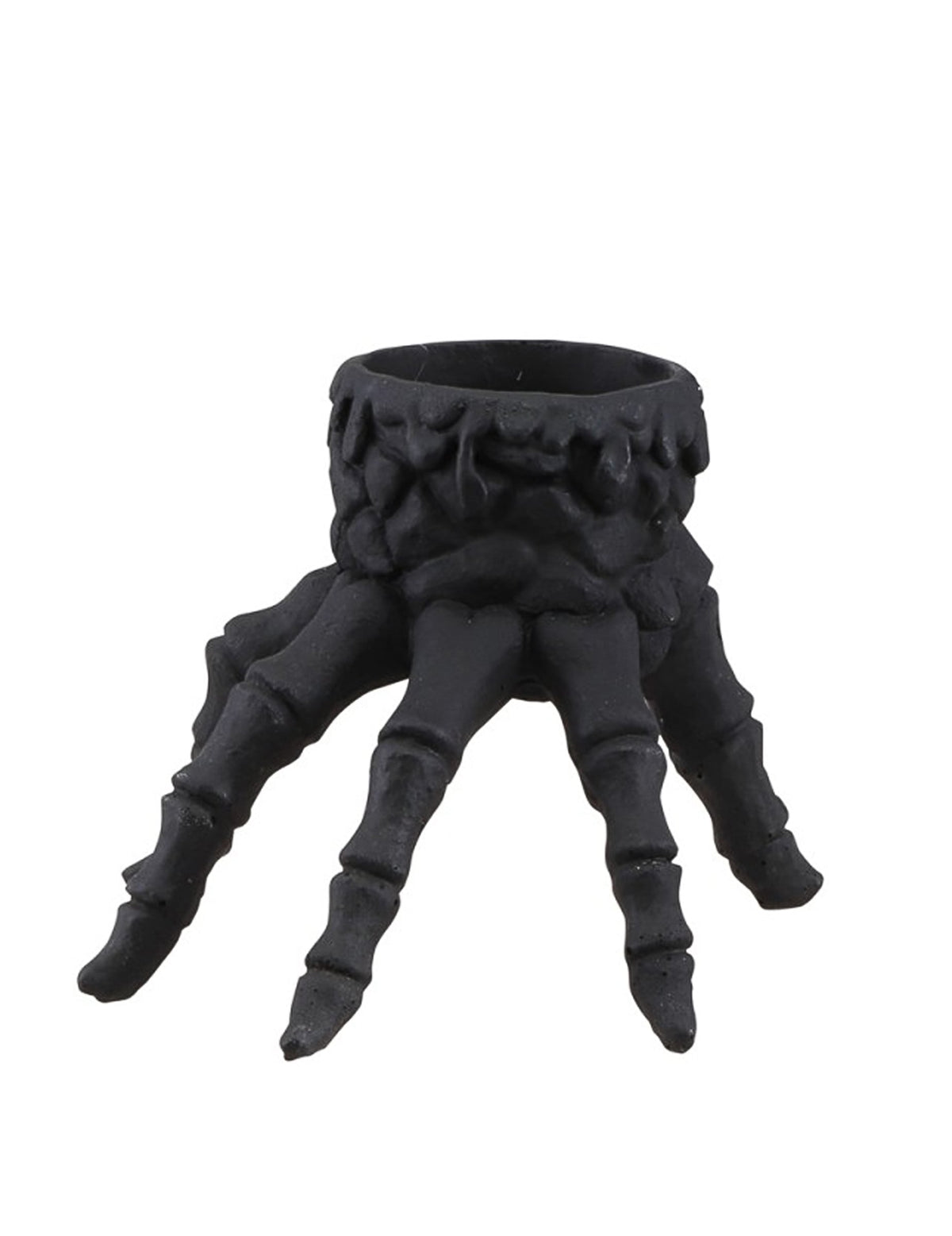 Bougeoir main squelette pour Halloween noire