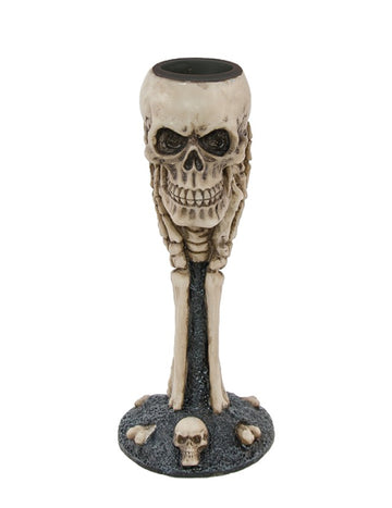 Bougeoir os et crânes 12,5 cm