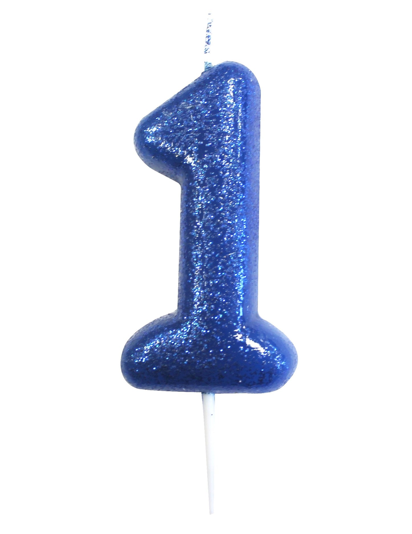 Svíčka na špejli číslo 1 třpytivá modrá 7 cm k narozeninám