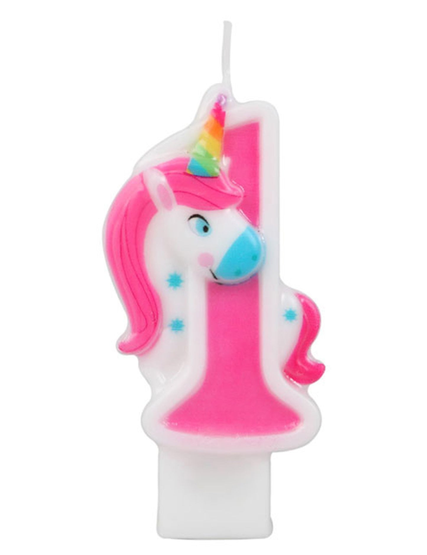 Gros plan sur le chiffre 1 de la bougie chiffre licorne pour anniversaire
