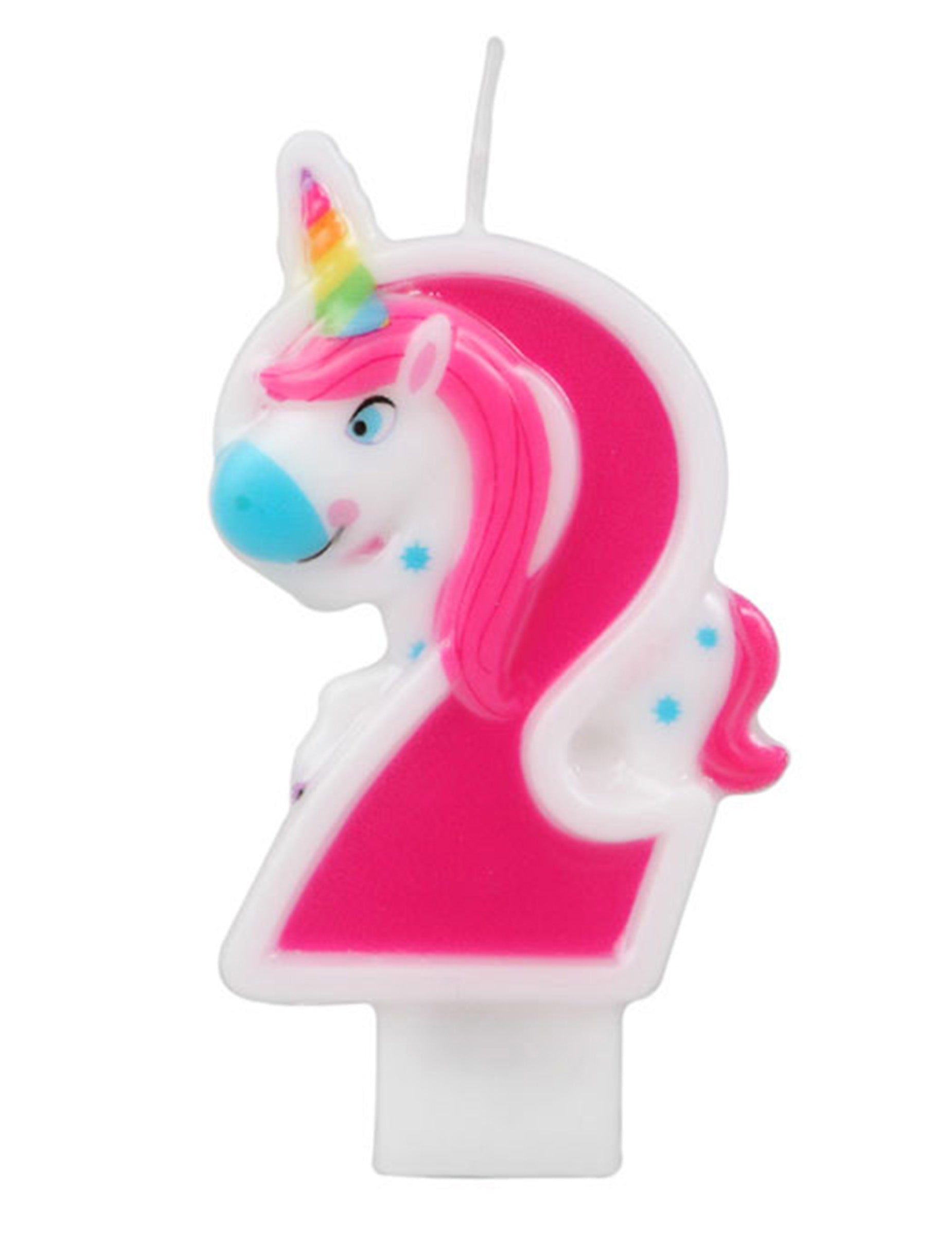 Gros plan sur le chiffre 2 de la bougie chiffre licorne pour anniversaire