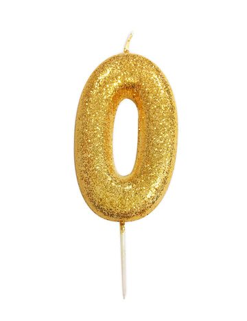 Zlatá třpytivá svíčka číslo 0