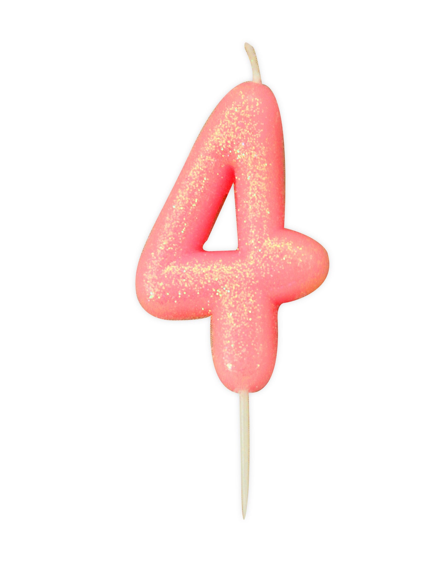 Narozeninová svíčka číslo 4 růžová duhová 9 cm 