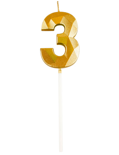 Svíčka se zlatým diamantovým efektem číslo 5 cm k narozeninám