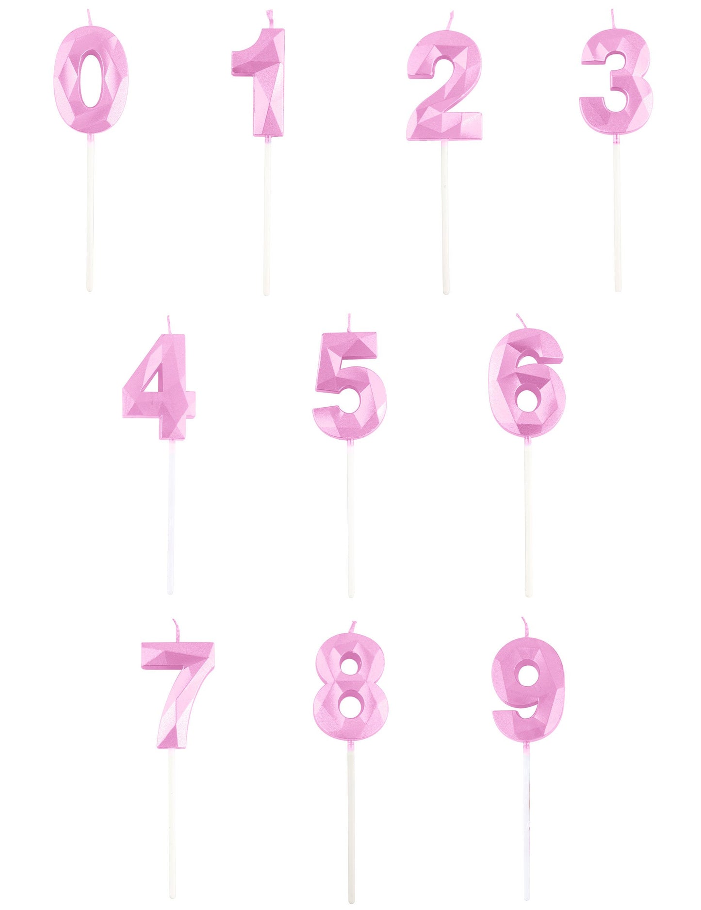 Svíčka s pastelově růžovým diamantovým efektem číslo 5 cm k narozeninám