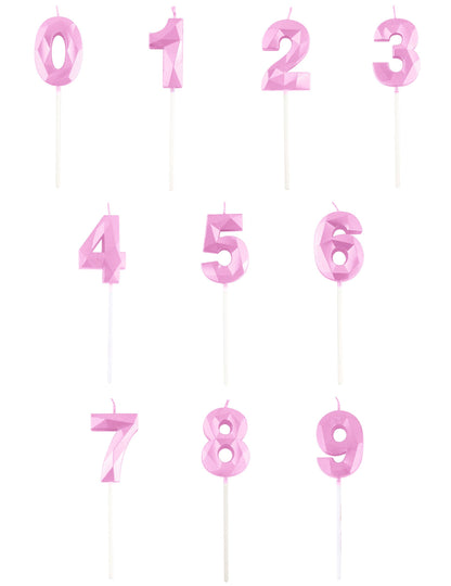 Svíčka s pastelově růžovým diamantovým efektem číslo 5 cm k narozeninám