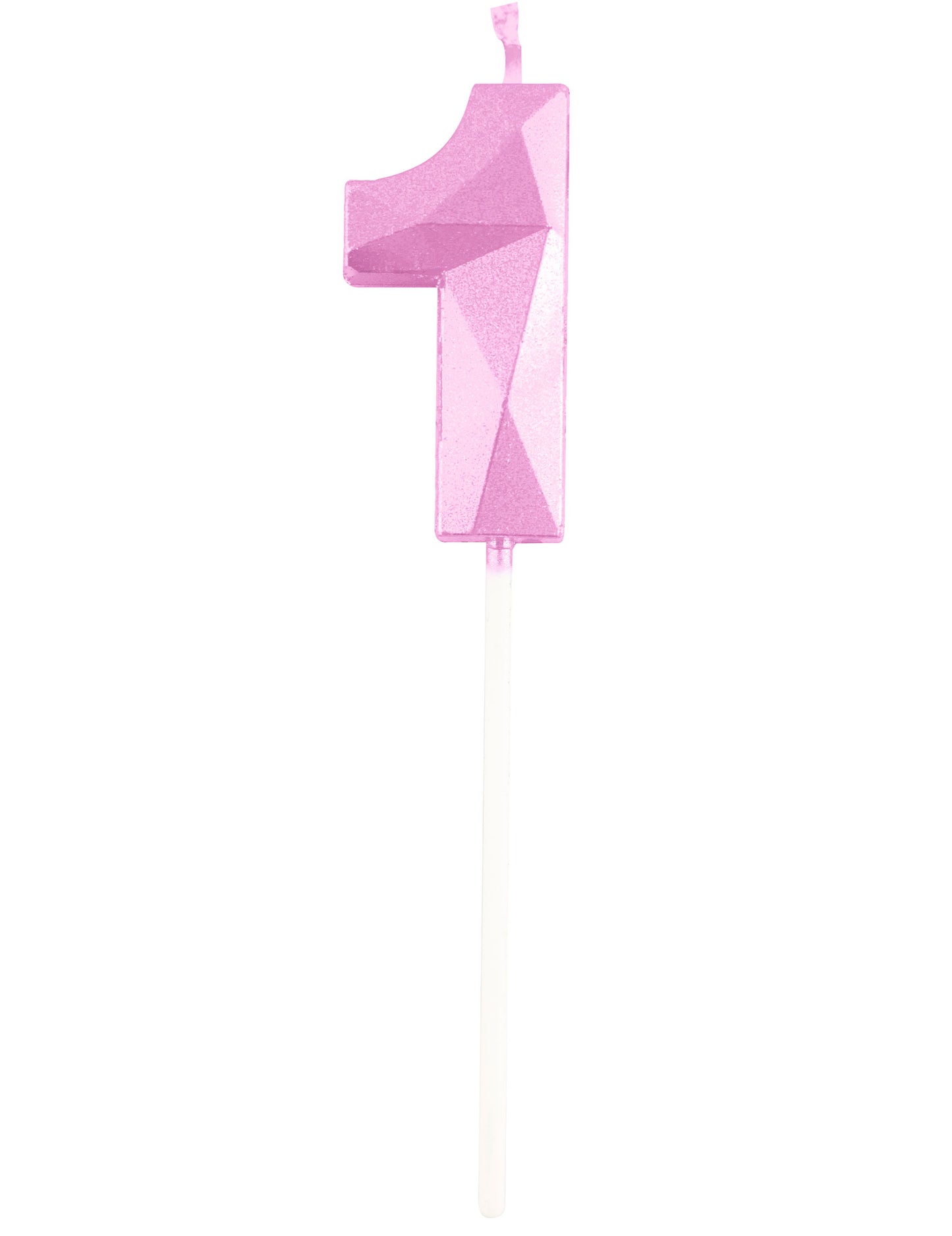 Svíčka s pastelově růžovým diamantovým efektem číslo 5 cm k narozeninám