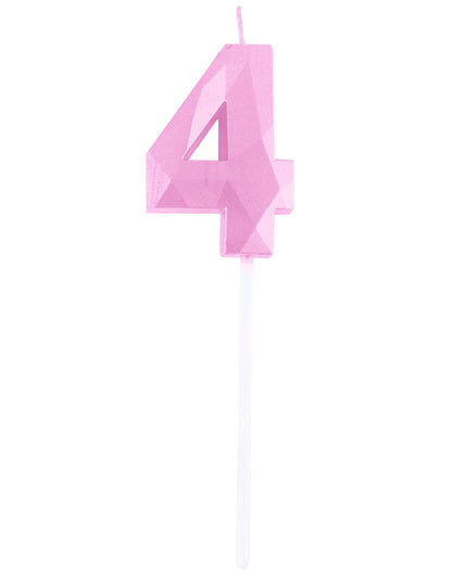 Svíčka s pastelově růžovým diamantovým efektem číslo 5 cm k narozeninám