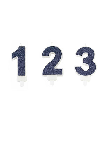 Svíčka s třpytivým číslem bobèche tmavě modrá 7.3 cm