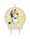 Bougie Bluey pour enfant bleue et jaune à motifs de glaces