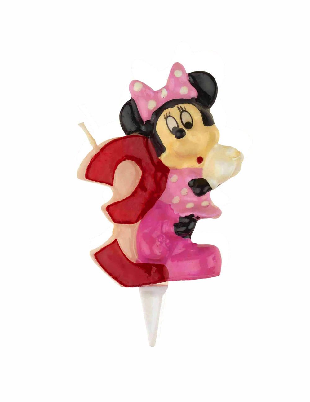 Svíčka s číslem 3 Minnie pro dítě růžová a červená