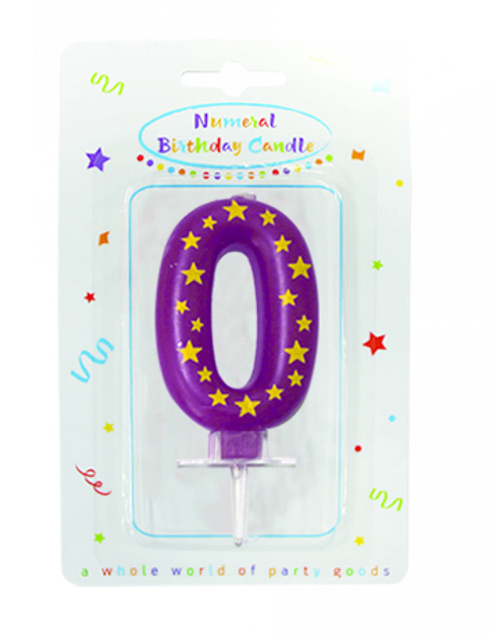 Bougie chiffre étoiles pour gâteau d'anniversaire violette numéro 0