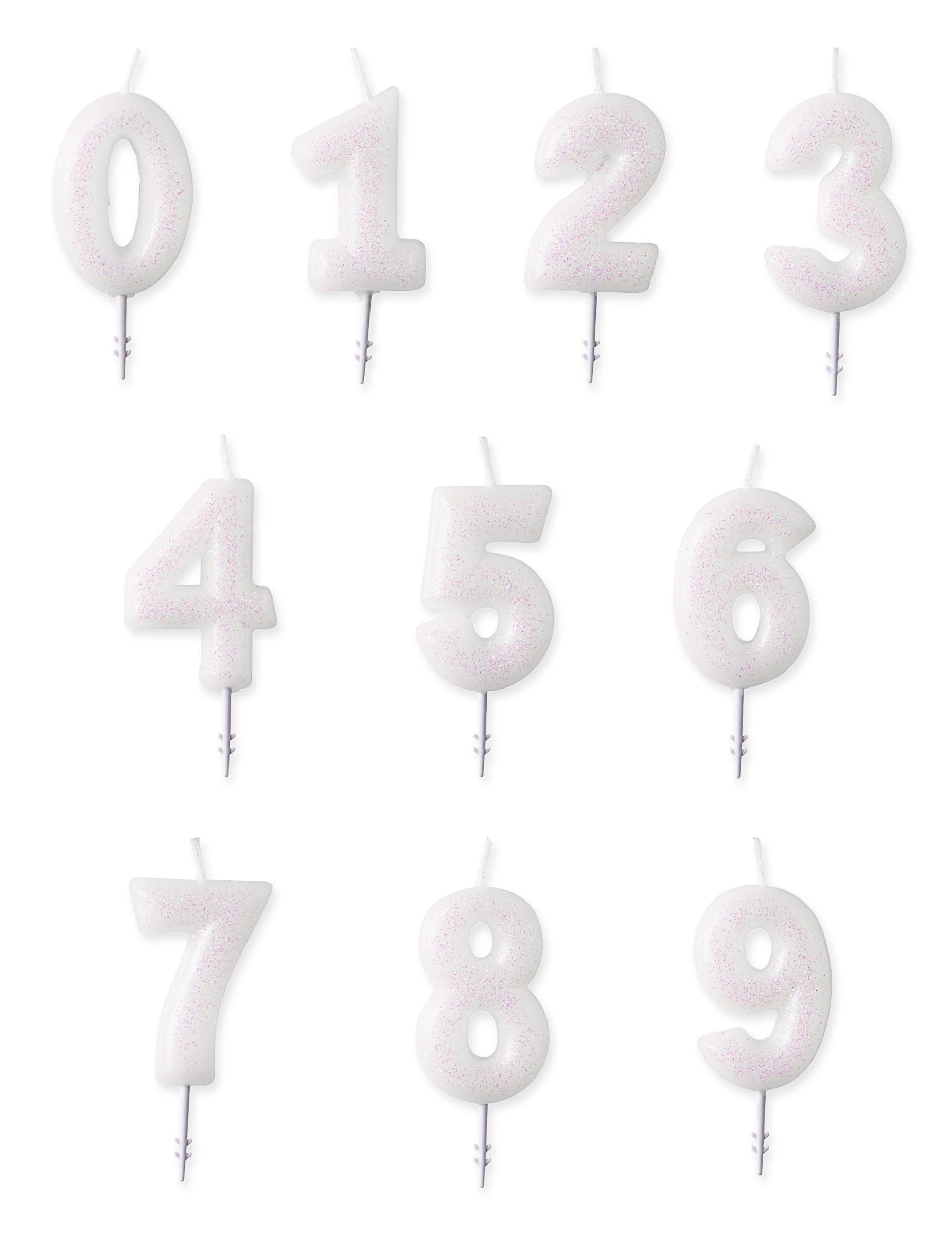 Bougie chiffre pour anniversaire blanche à paillettes