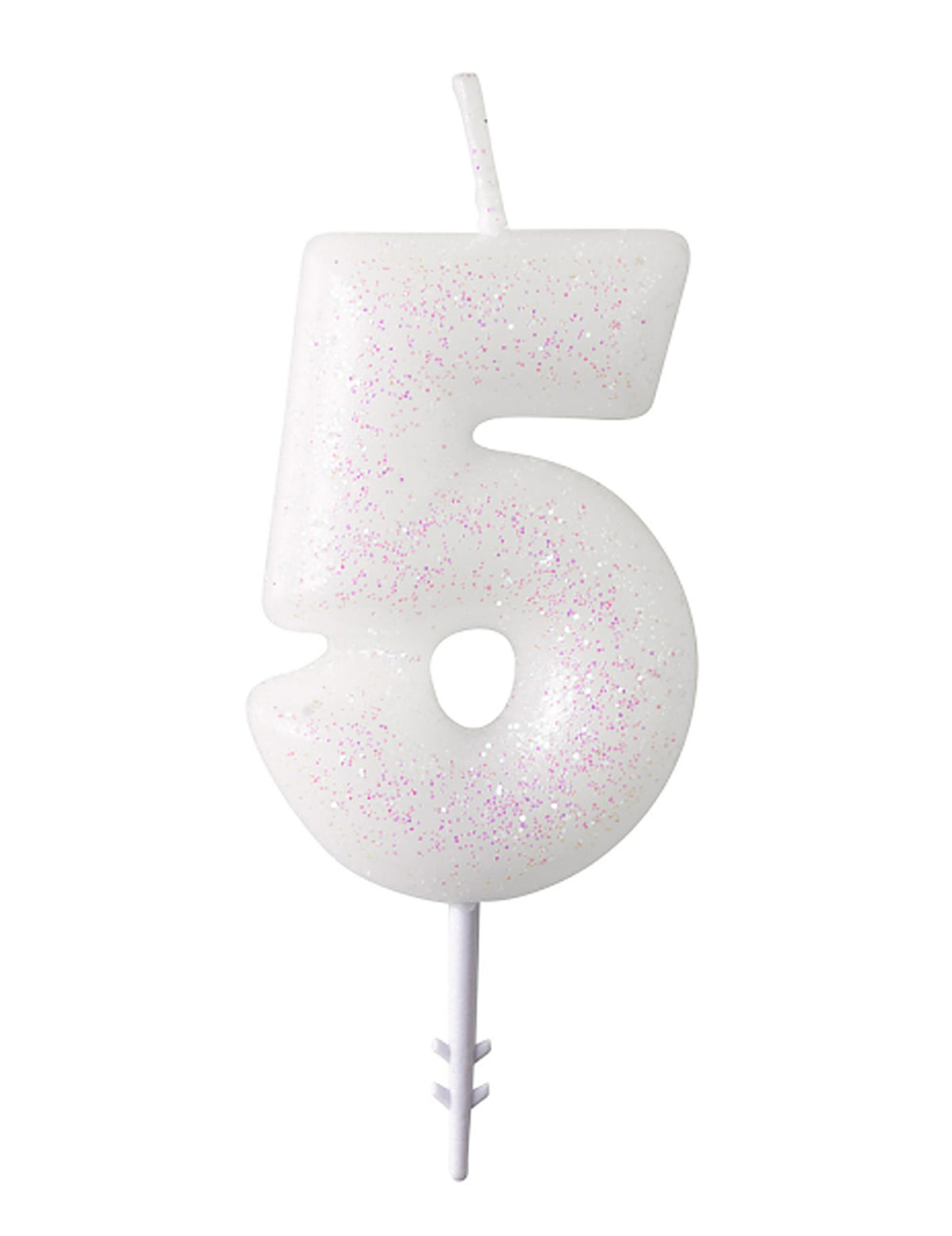 Chiffre 5 de la bougie chiffre blanche à paillettes