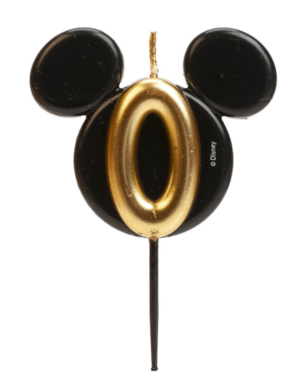 Vue du chiffre 0 doré de la bougie chiffre Mickey Mouse