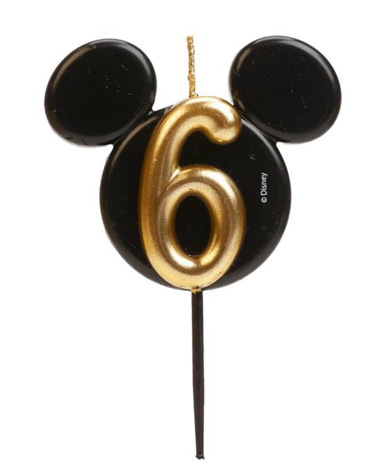 Vue du chiffre 6 doré de la bougie chiffre Mickey Mouse