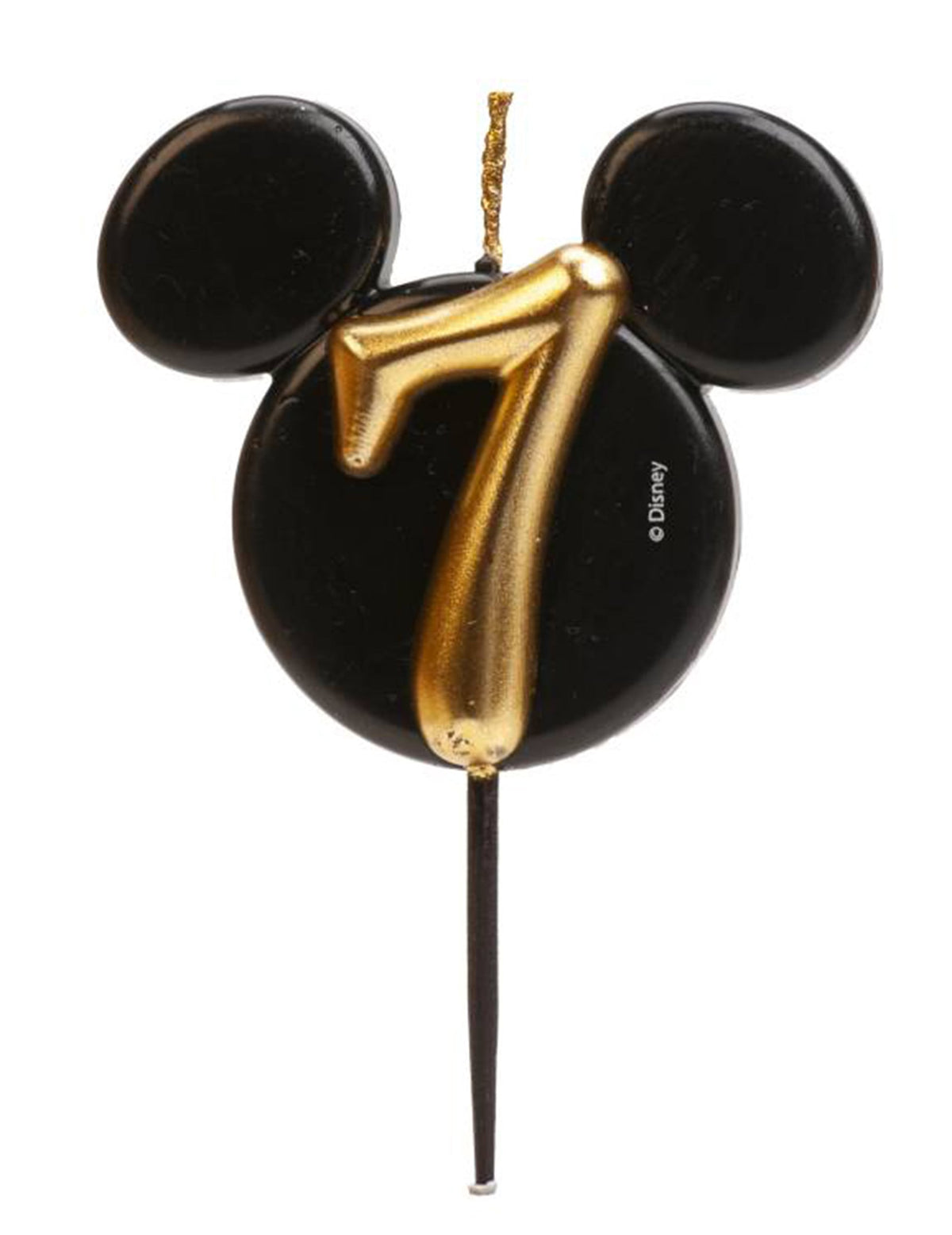 Vue du chiffre 7 doré de la bougie chiffre Mickey Mouse