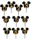 Bougie chiffre Mickey Mouse noir et doré