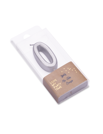 Narozeninová svíčka číslo 0 metalická stříbrná 4.3 cm na výběr dortu