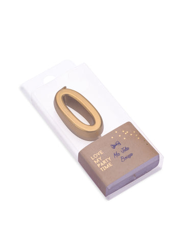 Narozeninová svíčka číslo 0 metalická zlatá 4.3 cm s vrcholem