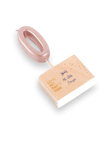 Narozeninová svíčka číslo 0 růžové zlato 4.3 cm kovový efekt