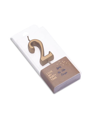 Narozeninová svíčka číslo 2 metalická zlatá s trsátkem