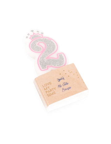 Narozeninová svíčka číslo 2 princezna 5.8 cm flitrované