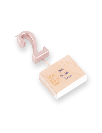 Narozeninová svíčka číslo 2 růžové zlato 4.3 cm s vrcholem